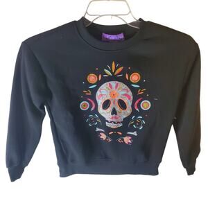 Violet Skye Girls 10/12 Glittery Sugar Skull Dia de los Muertos Sweatshirt, NWT